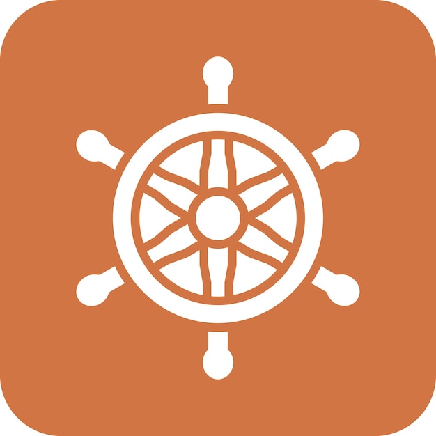 Estilo del icono de la rueda náutica de diseño vectorial