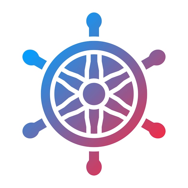 Estilo del icono de la rueda náutica de diseño vectorial