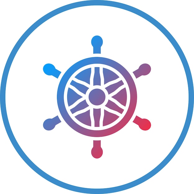 Estilo del icono de la rueda náutica de diseño vectorial