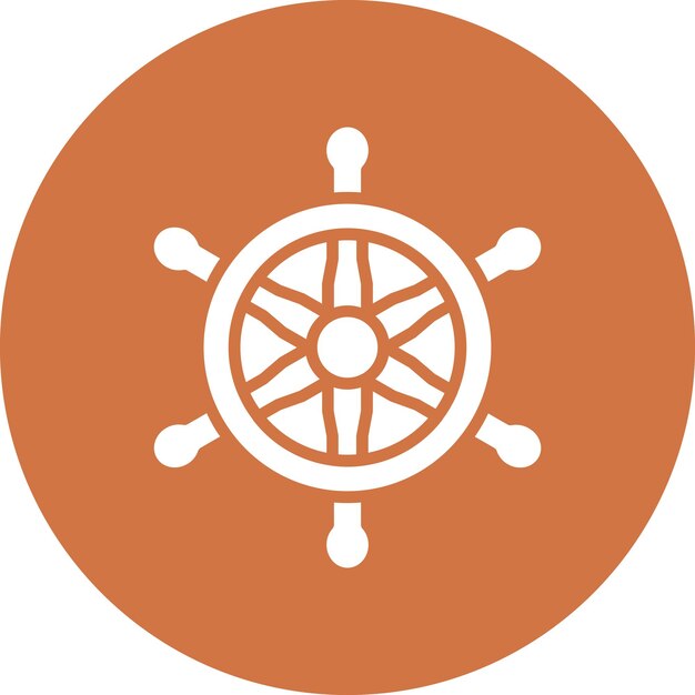 Estilo del icono de la rueda náutica de diseño vectorial