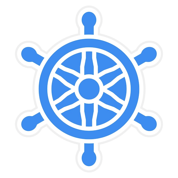 Estilo del icono de la rueda náutica de diseño vectorial