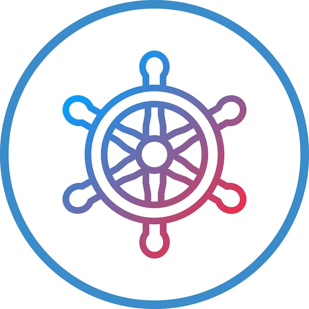 Estilo del icono de la rueda náutica de diseño vectorial