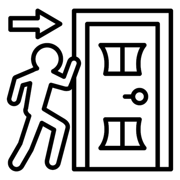 Estilo del icono de salida de emergencia de diseño vectorial