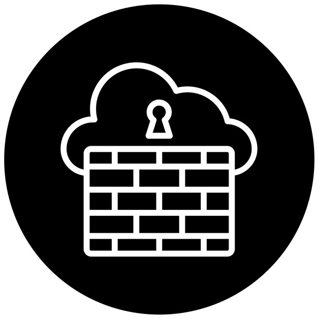Estilo del icono de seguridad de la nube del cortafuegos de diseño vectorial