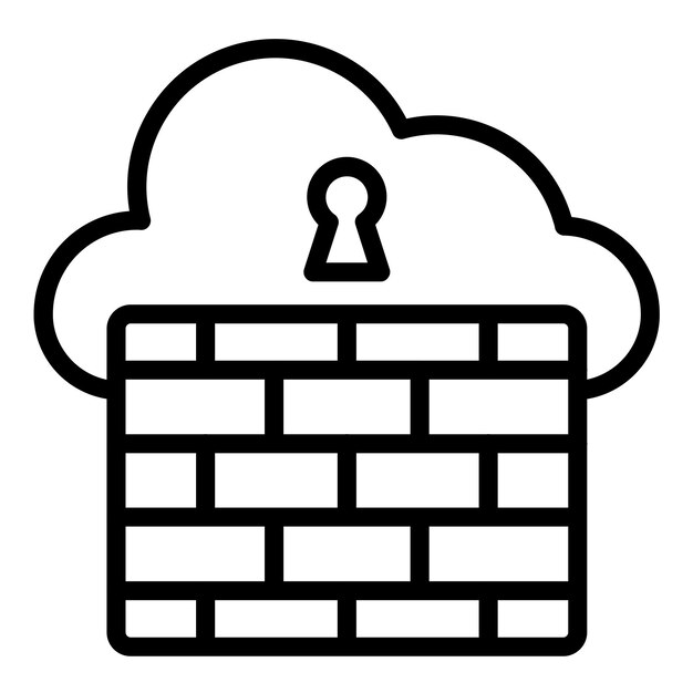 Estilo del icono de seguridad de la nube del cortafuegos de diseño vectorial