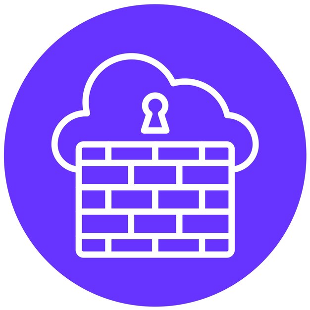 Estilo del icono de seguridad de la nube del cortafuegos de diseño vectorial