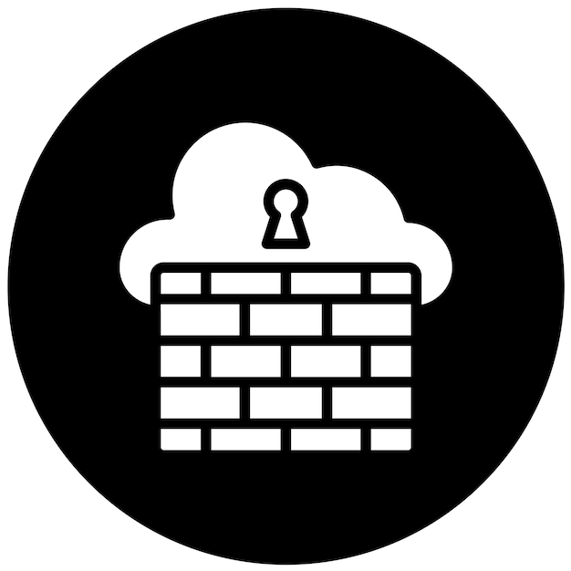 Estilo del icono de seguridad de la nube del cortafuegos de diseño vectorial