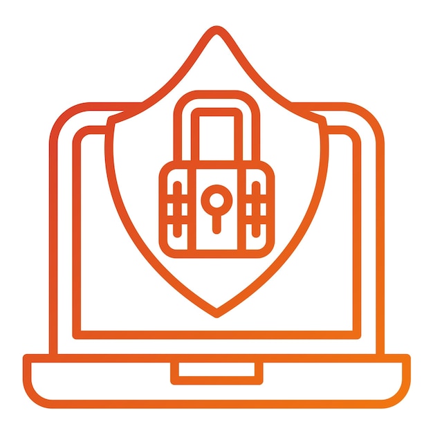 Estilo del icono de seguridad del portátil de diseño vectorial