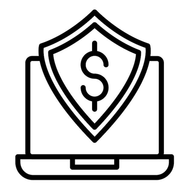 Estilo de icono de seguro cibernético de diseño vectorial