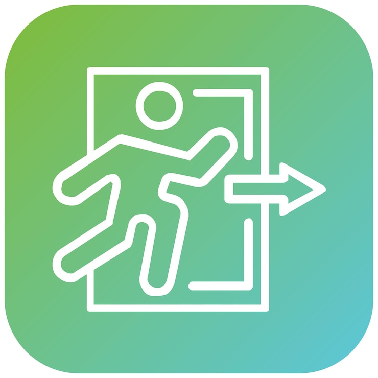 Vector estilo del icono de la señal de salida de emergencia de diseño vectorial