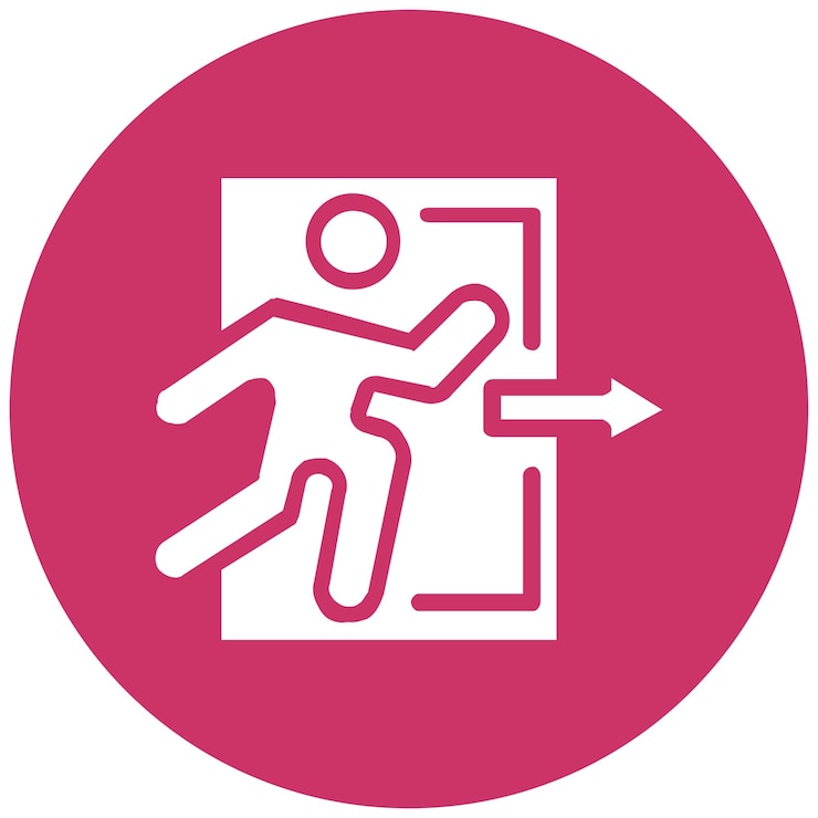 Vector estilo del icono de la señal de salida de emergencia de diseño vectorial