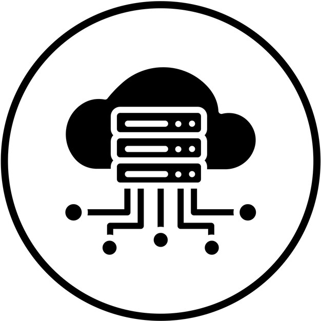 Estilo del icono del servidor de diseño vectorial en la nube