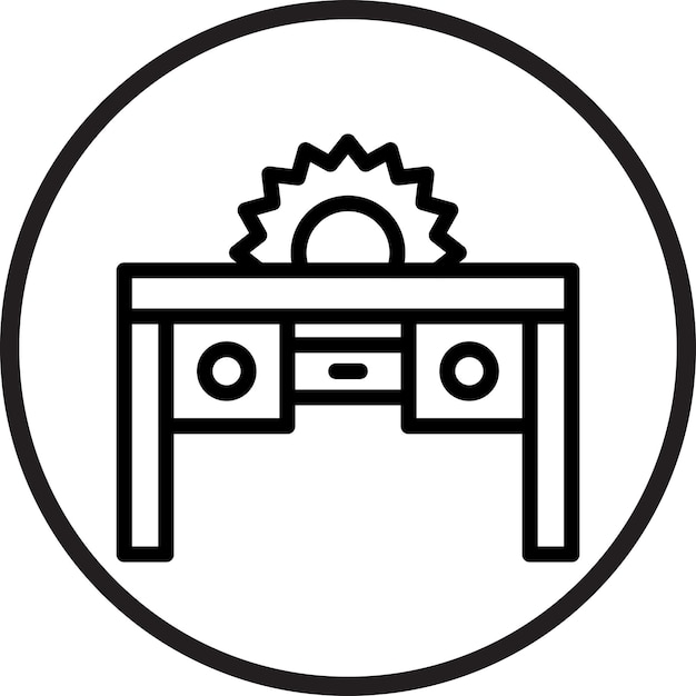 Estilo del icono de la sierra de mesa de diseño vectorial