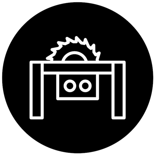 Estilo del icono de la sierra de mesa de diseño vectorial