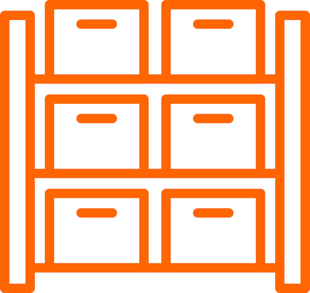 Estilo del icono del sistema de estanterías de diseño vectorial