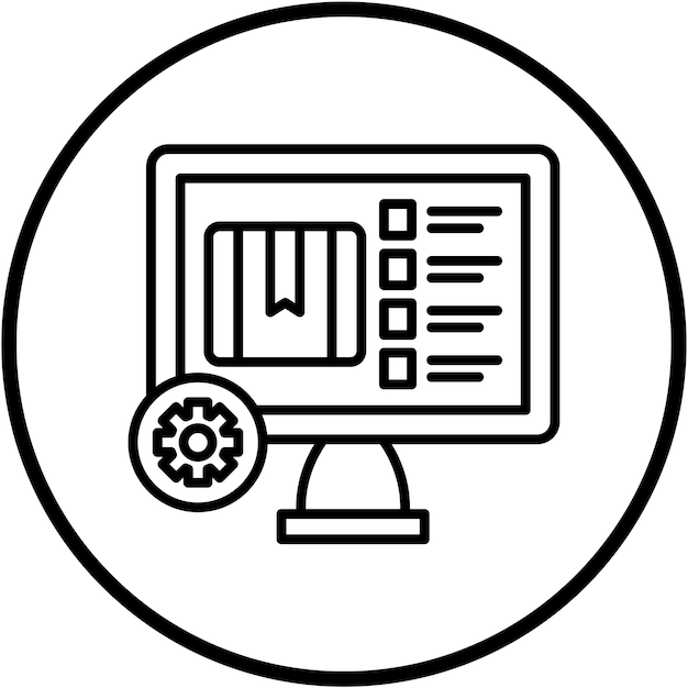 Estilo de icono del sistema de gestión de almacenes de diseño vectorial