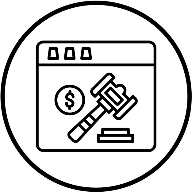Estilo de icono del sitio web de subasta de diseño vectorial