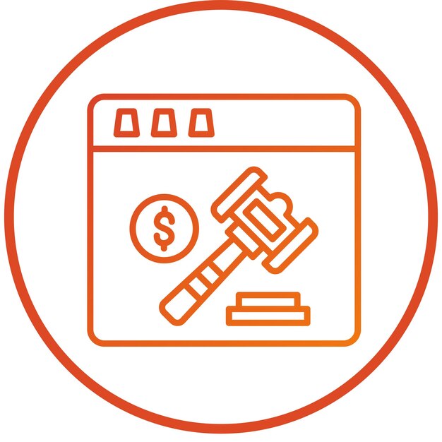 Estilo de icono del sitio web de subasta de diseño vectorial