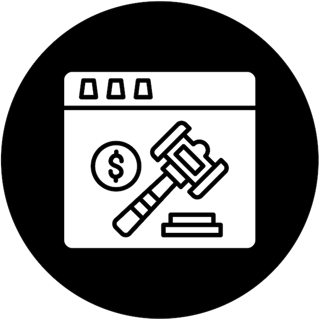 Estilo de icono del sitio web de subasta de diseño vectorial