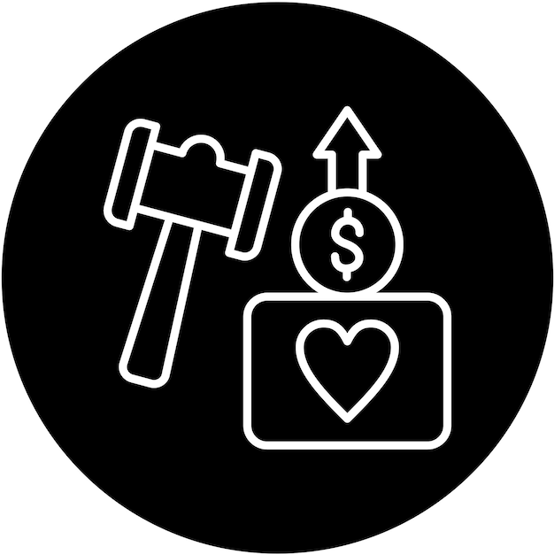 Estilo de icono de subasta de caridad de diseño vectorial