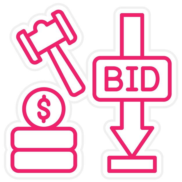 Estilo del icono de la subasta de oferta mínima de diseño vectorial