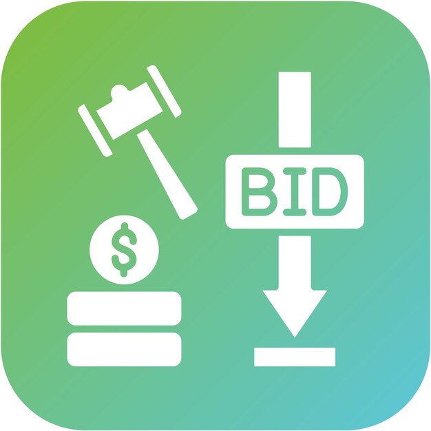 Estilo del icono de la subasta de oferta mínima de diseño vectorial