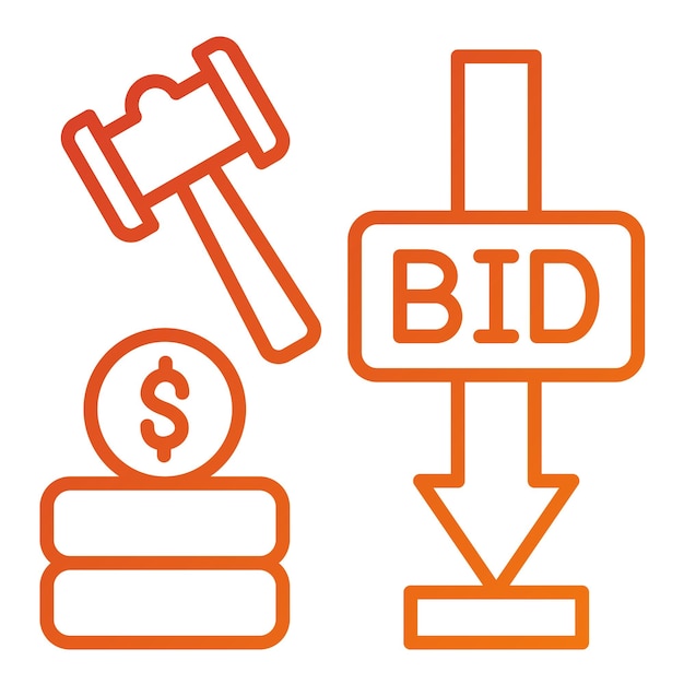 Estilo del icono de la subasta de oferta mínima de diseño vectorial