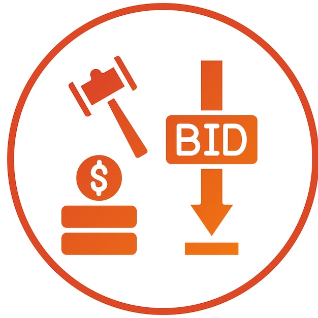 Estilo del icono de la subasta de oferta mínima de diseño vectorial