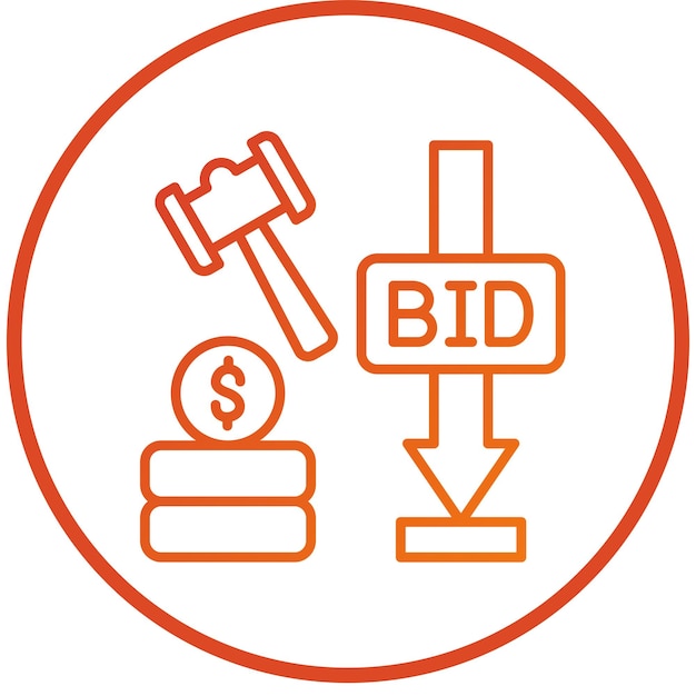 Estilo del icono de la subasta de oferta mínima de diseño vectorial