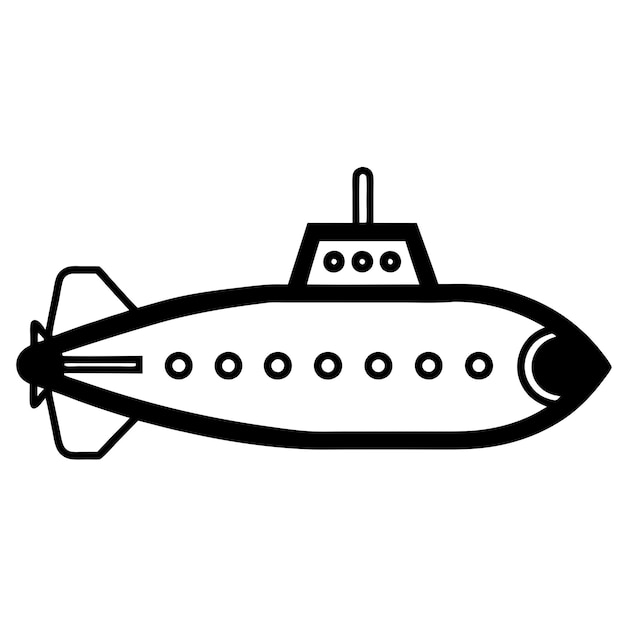 Estilo del icono de submarino en el diseño vectorial