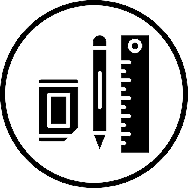 El estilo del icono de los suministros escolares