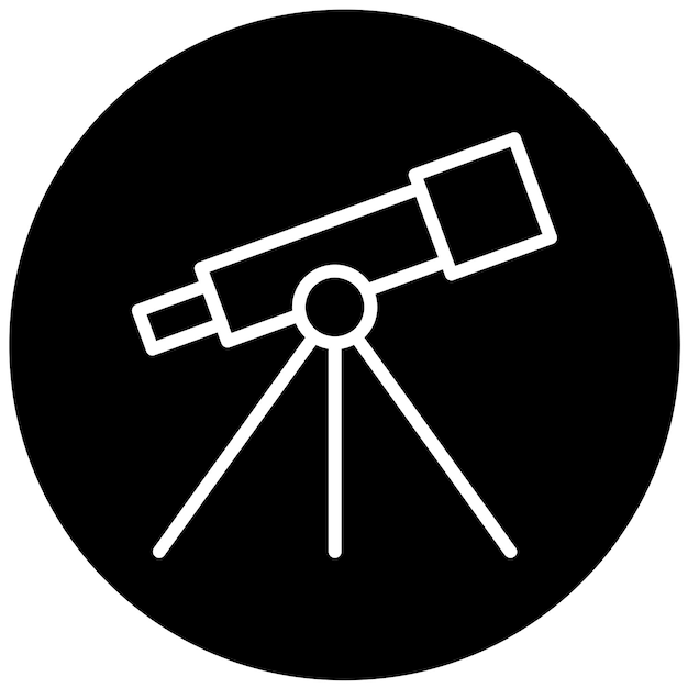 Estilo del icono del telescopio de astronomía vectorial