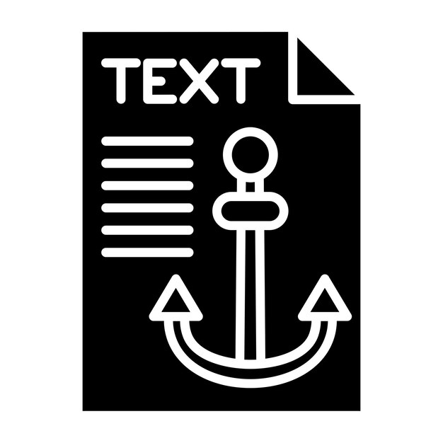 Estilo del icono de texto de anclaje de diseño vectorial