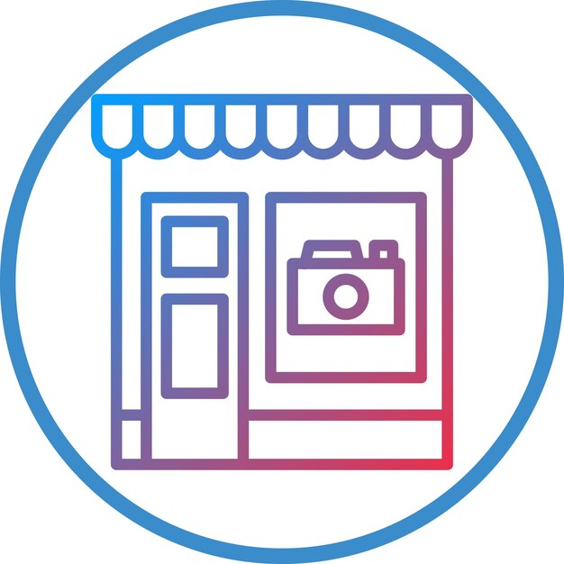 Estilo de icono de la tienda de cámaras de diseño vectorial
