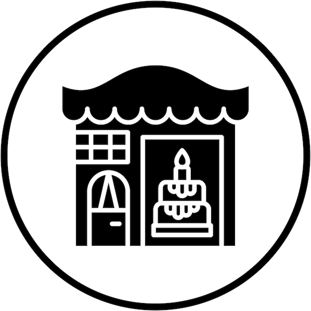 Vector estilo de icono de la tienda de pasteles de diseño vectorial