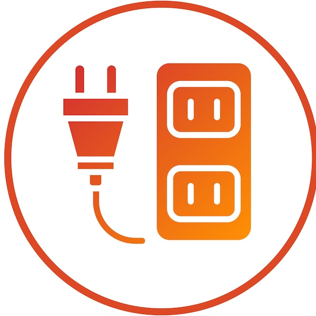 Estilo del icono de la toma de corriente eléctrica de diseño vectorial