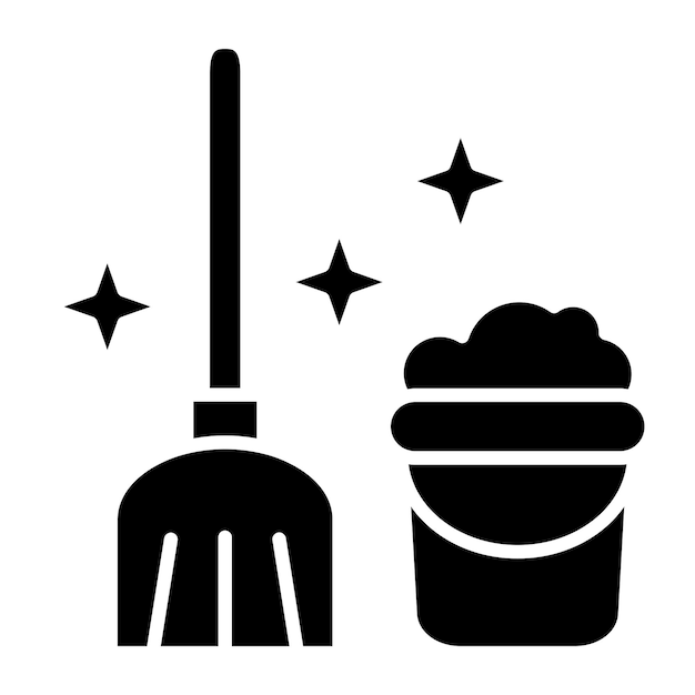 Estilo del icono del trapeador de diseño vectorial