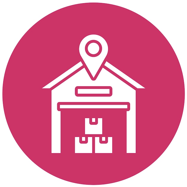 Estilo del icono de ubicación del almacén de diseño vectorial