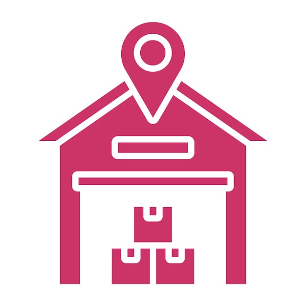 Estilo del icono de ubicación del almacén de diseño vectorial