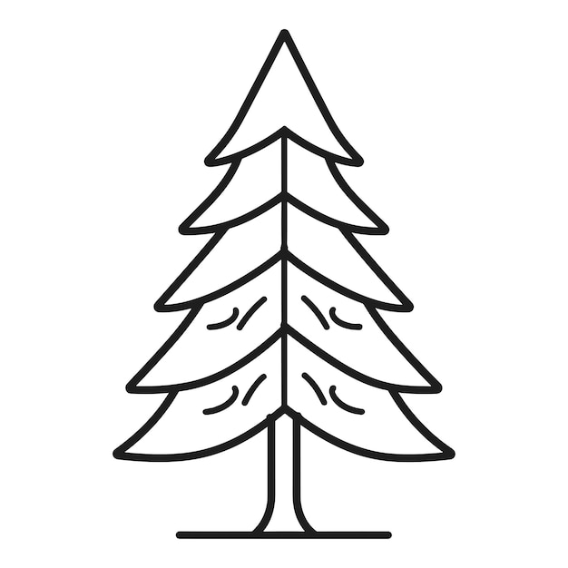 Estilo de icono vectorial del árbol de pino con arte de línea