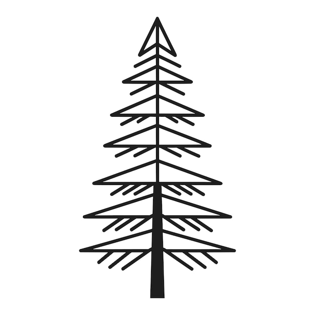 Estilo de icono vectorial del árbol de pino con arte de línea