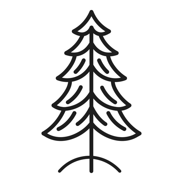 Estilo de icono vectorial del árbol de pino con arte de línea