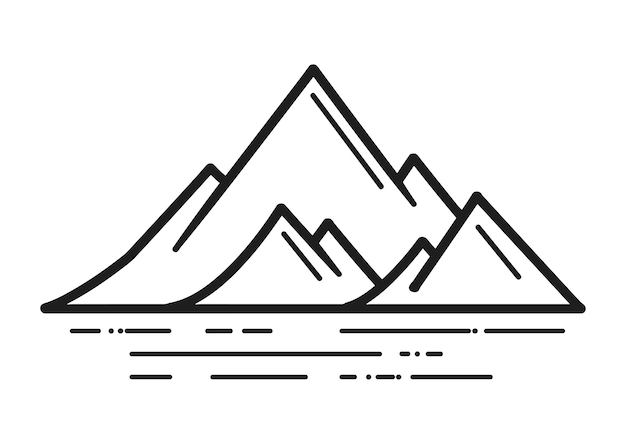 Estilo de icono vectorial de línea de arte de montaña