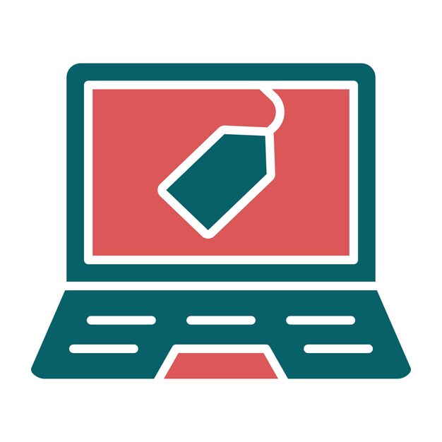 Estilo del icono de venta de la computadora portátil de diseño vectorial