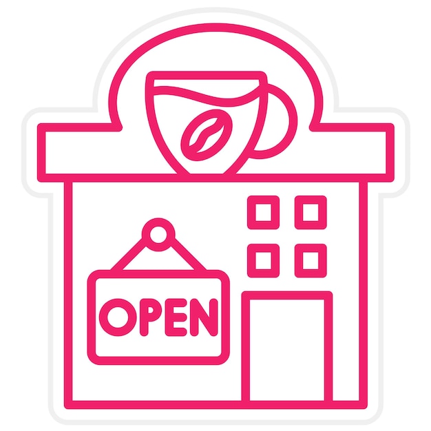 Estilo de icono de la vitrina del café de diseño vectorial
