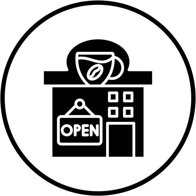 Estilo de icono de la vitrina del café de diseño vectorial