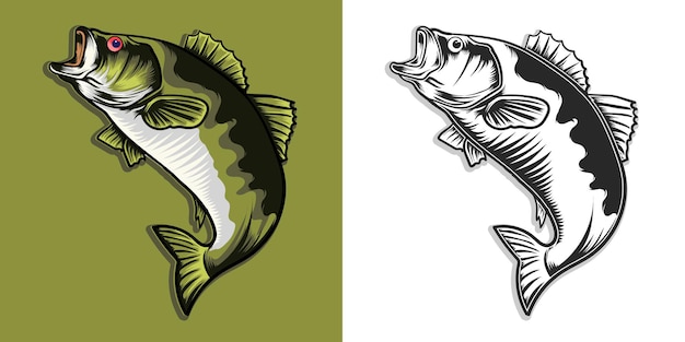 Estilo de ilustración del diseño vectorial del pez gran salto