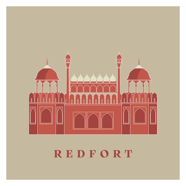 El estilo de ilustración del piso del Fuerte Rojo de Delhi
