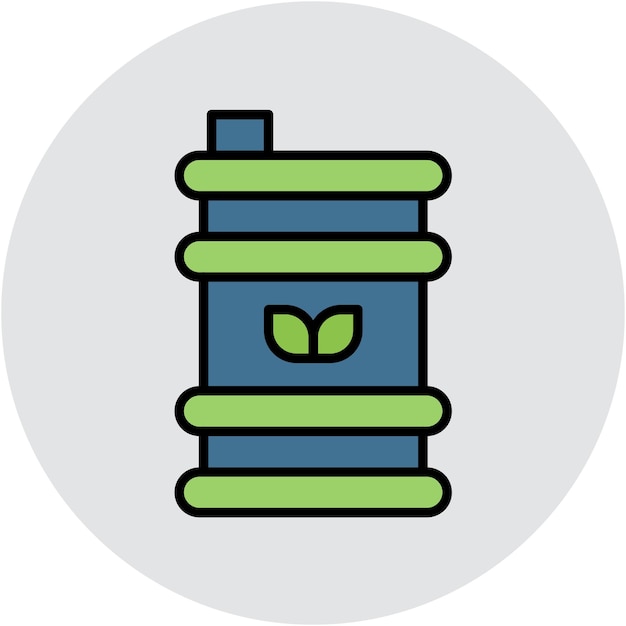 Estilo de ilustración del vector del barril de biocombustible