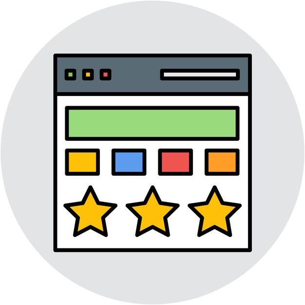 Estilo de ilustración del vector de calificación del sitio web
